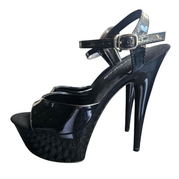 Lapdance Women's Black 2 Inch Platform, 6 Inch Heels with Ankle Straps Size 9 - Picture 1 of 14